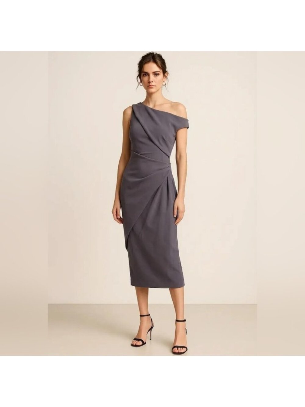 Chiara Boni Slate Boat Neck Silvietta Elegant Dress